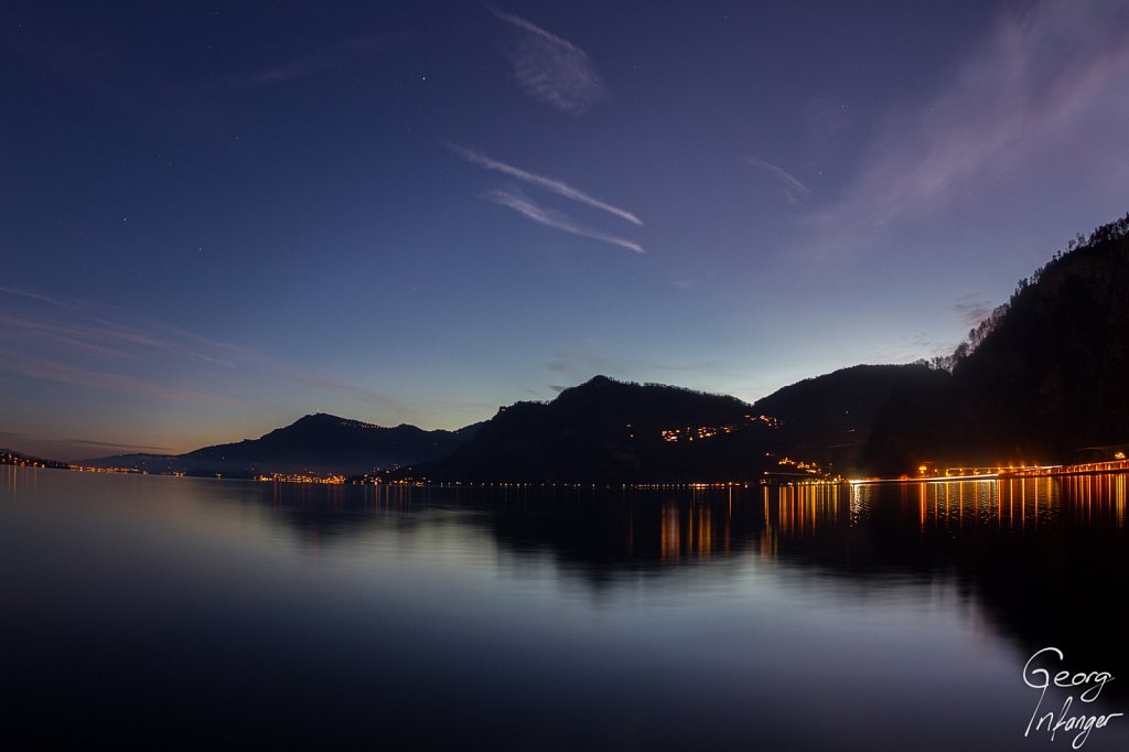 Vierwaldstättersee früh morgens - hergiswil kalt lake of lucerne morgenstimmung rigi see spiegelung vierwaltstättersee wasser winter 